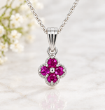 Ruby Clover Pendant, 925 Sterling Silver - view 2