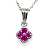 Ruby clover pendant necklace in 925 sterling silver with pink gemstones