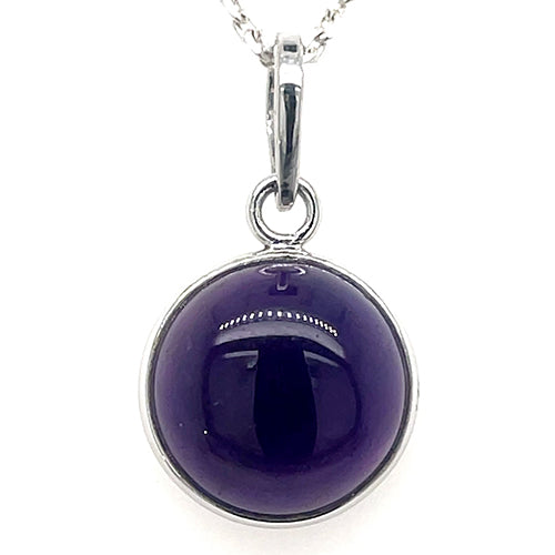Amethyst Round Pendant in 925 Sterling Silver