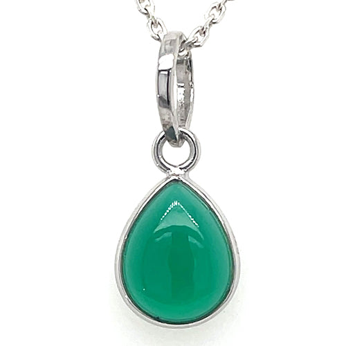 Green Onyx Teardrop Pendant | 925 Sterling Silver