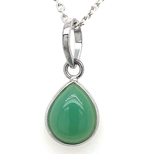 Green Chalcedony Teardrop Pendant | 925 Sterling Silver