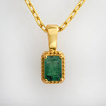 Octagon Emerald Solitaire Pendant, Gold Vermeil - view 6