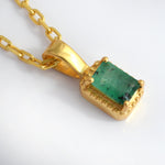 Octagon Emerald Solitaire Pendant, Gold Vermeil - view 7