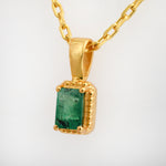 Octagon Emerald Solitaire Pendant, Gold Vermeil - view 5