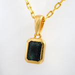 Octagon Cut Emerald Pendant, Gold Vermeil Silver - view 2