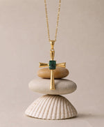Octagon Emerald Cross Pendant, Gold Vermeil Silver - view 3