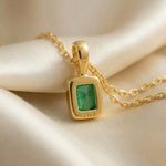 Octagon Emerald Solitaire Pendant, Gold Vermeil - view 8