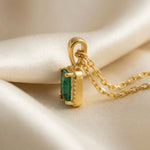 Octagon Emerald Solitaire Pendant, Gold Vermeil - view 4