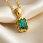 Octagon Emerald Solitaire Pendant, Gold Vermeil - view 1