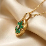Pear Emerald Floral Pendant, Gold Vermeil Silver - view 3
