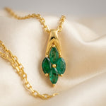 Natural Emerald Cluster Pendant, Gold Vermeil Silver - view 6
