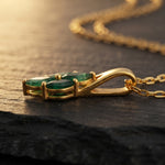 Natural Emerald Cluster Pendant, Gold Vermeil Silver - view 7