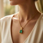 Octagon Emerald Solitaire Pendant, Gold Vermeil - view 2