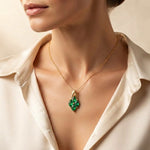 Natural Emerald Cluster Pendant, Gold Vermeil Silver - view 2