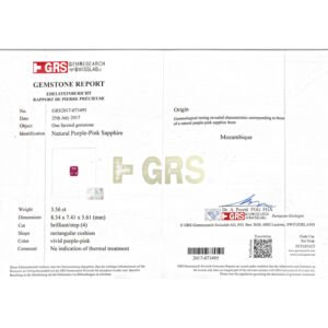 GRS Cert. Pink Sapphire